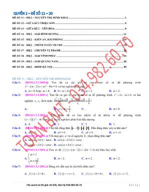 Bộ 10 đề thi học kỳ II môn Toán Lớp 10